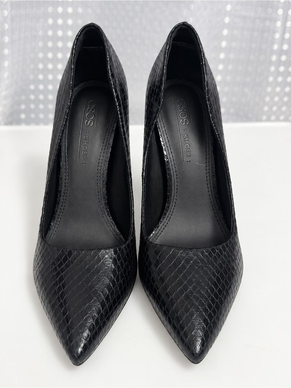 ASOS Black Snake-Embossed Pointed Toe Pumps